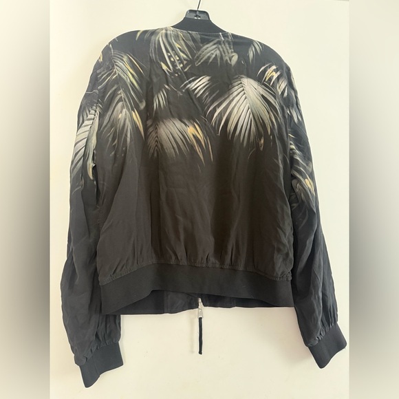 All Saints Harlow Neluwa Tropical Print 100% Silk Bomber Jacket Size L - Picture 5 of 6